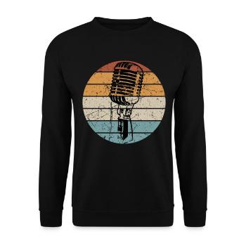 Mikrophon Microphone Vintage Musik Sänger Sängerin - Unisex Pullover - Schwarz - Vorne - Alina (178cm) & Michal (187cm)