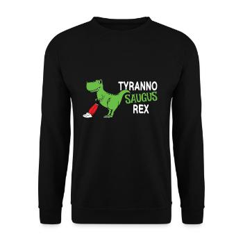 Tyranno Saugus Rex Dinosaurier - Unisex Pullover - Schwarz - Vorne - Alina (178cm) & Michal (187cm)