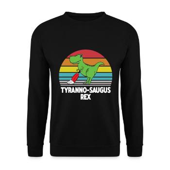 Tyranno Saugus Rex retro - Unisex Pullover - Schwarz - Vorne - Alina (178cm) & Michal (187cm)