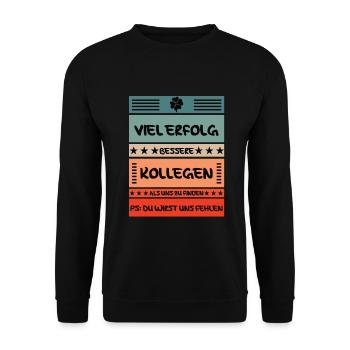 Abschiedsgeschenk Arbeitskollege - Unisex Pullover - Schwarz - Vorne - Alina (178cm) & Michal (187cm)