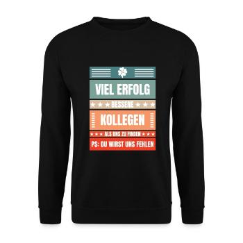 Lustiges Geschenk Abschied Arbeitskollegen - Unisex Pullover - Schwarz - Vorne - Alina (178cm) & Michal (187cm)