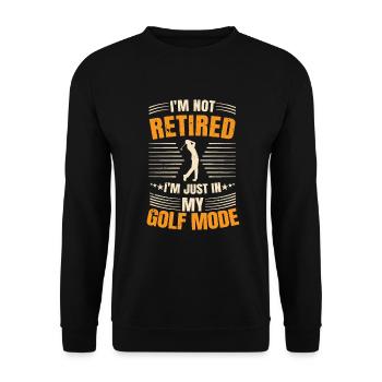 Lustiges Golfspieler im Rentenalter Motiv - Unisex Pullover - Schwarz - Vorne - Alina (178cm) & Michal (187cm)