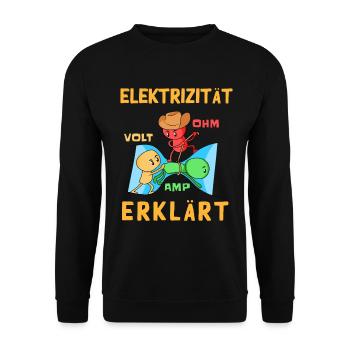 Elektrizität Erklärt Elektro Ohm Ampere Für - Unisex Pullover - Schwarz - Vorne - Alina (178cm) & Michal (187cm)