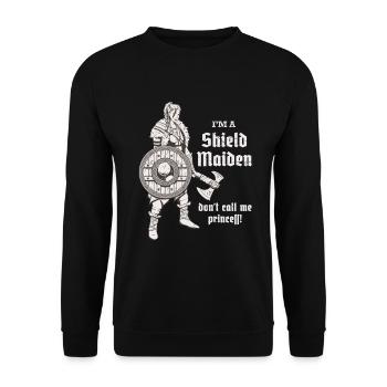 Warrior Woman | Shieldmaid for real Viking sins - Unisex Sweatshirt - black - Front - Alina (178cm) & Michal (187cm)