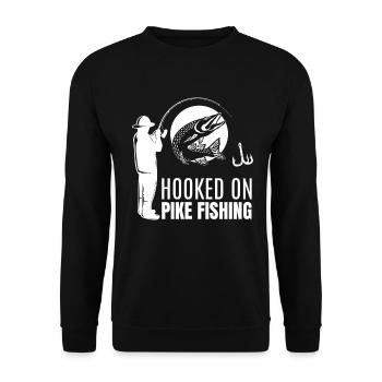Addicted To Pike Fishing Pike Angler - Unisex Sweatshirt - black - Front - Alina (178cm) & Michal (187cm)