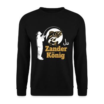 Angler Zander König - Unisex Pullover - Schwarz - Vorne - Alina (178cm) & Michal (187cm)