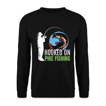 Lustiger Hechtangeln für Hecht Angler - Unisex Pullover - Schwarz - Vorne - Alina (178cm) & Michal (187cm)