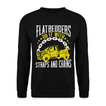 Abschleppwagen Abschleppdienst Abschlepper - Unisex Pullover - Schwarz - Vorne - Alina (178cm) & Michal (187cm)