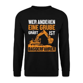 Bagger Baggerfahrer Baggerführer - Unisex Pullover - Schwarz - Vorne - Alina (178cm) & Michal (187cm)