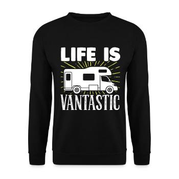 Motorhome RV Camping Life Is - Unisex Sweatshirt - black - Front - Alina (178cm) & Michal (187cm)