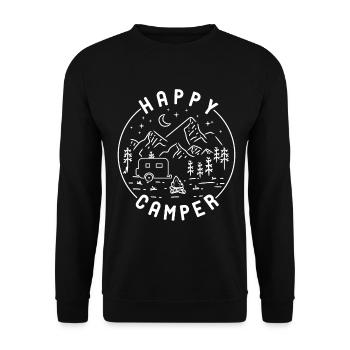 Motorhome RV Camping Happy Camper - Unisex Sweatshirt - black - Front - Alina (178cm) & Michal (187cm)