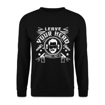 Barber Barbier Coiffeur homme Barbershop - Sweat-shirt Unisexe - noir - Devant - Alina (178cm) & Michal (187cm)