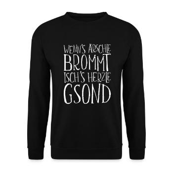 Schwäbischer Dialekt Sprüche Schwaben Sprache - Unisex Pullover - Schwarz - Vorne - Alina (178cm) & Michal (187cm)