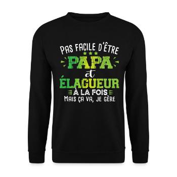 Papa élagueur Paysagiste métier Charpentier - Sweat-shirt Unisexe - noir - Devant - Alina (178cm) & Michal (187cm)