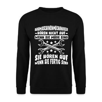 Baumaschinenmechaniker Baumaschinentechniker - Unisex Pullover - Schwarz - Vorne - Alina (178cm) & Michal (187cm)