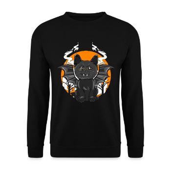 Halloween Black Bat Cat Costume - Unisex Sweatshirt - black - Front - Alina (178cm) & Michal (187cm)