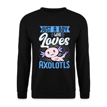 Axolotl Lover Just A Boy Who Loves - Sweat-shirt Unisexe - noir - Devant - Alina (178cm) & Michal (187cm)