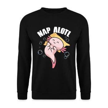 Axolotl Sleeping Nap Alotl Kawaii - Unisex Sweatshirt - black - Front - Alina (178cm) & Michal (187cm)