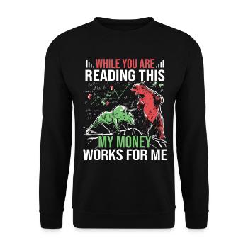 Actions Invest Bull et Bear Stock Exchange - Sweat-shirt Unisexe - noir - Devant - Alina (178cm) & Michal (187cm)