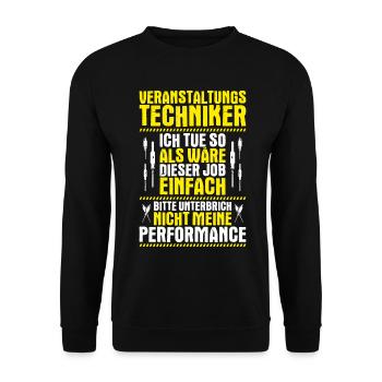 Veranstaltungstechniker Event Technician - Unisex Pullover - Schwarz - Vorne - Alina (178cm) & Michal (187cm)