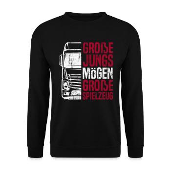LKW Fahrer Lastwagenfahrer Fernfahrer Trucker - Unisex Pullover - Schwarz - Vorne - Alina (178cm) & Michal (187cm)