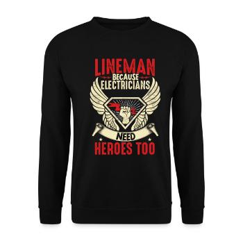 Electrical Lineman Because - Unisex Pullover - Schwarz - Vorne - Alina (178cm) & Michal (187cm)