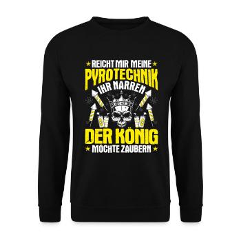 Pyrotechniker Feuerwerk Pyrotechnik Pyrotechnician - Unisex Pullover - Schwarz - Vorne - Alina (178cm) & Michal (187cm)