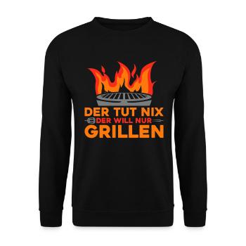 Grillen Grillmeister BBQ Grillkönig - Unisex Pullover - Schwarz - Vorne - Alina (178cm) & Michal (187cm)