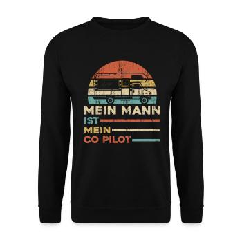 Wohnwagen Wohnmobil Caravan Camper - Unisex Pullover - Schwarz - Vorne - Alina (178cm) & Michal (187cm)