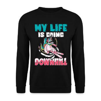 Ski skieur ski - La vie en descente - Sweat-shirt Unisexe - noir - Devant - Alina (178cm) & Michal (187cm)