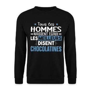 Chocolatine Pain Chocolat Humour Boulangerie - Sweat-shirt Unisexe - noir - Devant - Alina (178cm) & Michal (187cm)