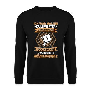 Möbelpacker Umzugsunternehmen Umzugshelfer Mover - Unisex Pullover - Schwarz - Vorne - Alina (178cm) & Michal (187cm)