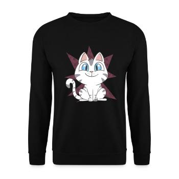 Cute Cat - Unisex Sweatshirt - black - Front - Alina (178cm) & Michal (187cm)