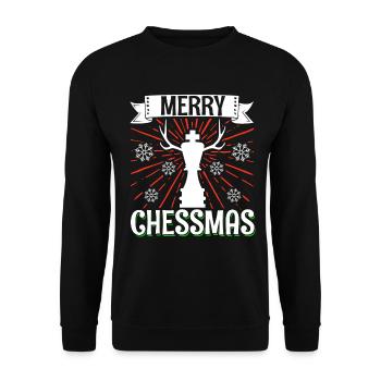 Chess Player Merry Chessmas Game - Unisex Pullover - Schwarz - Vorne - Alina (178cm) & Michal (187cm)
