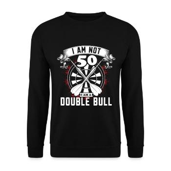 Dart Darts - I am a Double Bull - Unisex Sweatshirt - black - Front - Alina (178cm) & Michal (187cm)