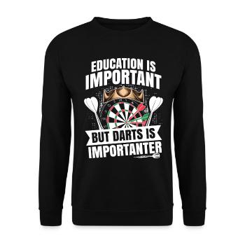 Dart Darts - darts is importanter - Unisex Sweatshirt - black - Front - Alina (178cm) & Michal (187cm)