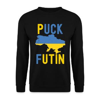 FK Putin, Puck Futin, Stand with Ukraine, Anti War - Unisex Sweatshirt - black - Front - Alina (178cm) & Michal (187cm)