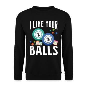 J’aime tes balles drôles de chance - Sweat-shirt Unisexe - noir - Devant - Alina (178cm) & Michal (187cm)