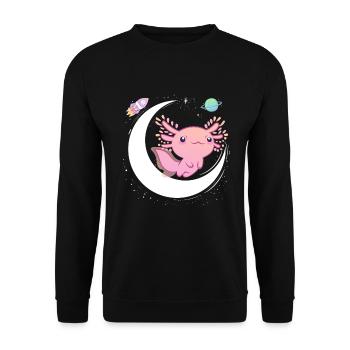 I Axolotl Questions, Funny Axolotl, Cute Pink - Unisex Sweatshirt - black - Front - Alina (178cm) & Michal (187cm)