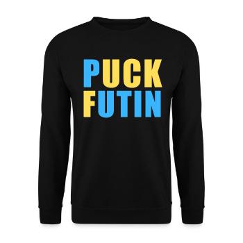Ukraine Flagge, ich stehe mit der Ukraine, FK Putin, Anti - Unisex Pullover - Schwarz - Vorne - Alina (178cm) & Michal (187cm)