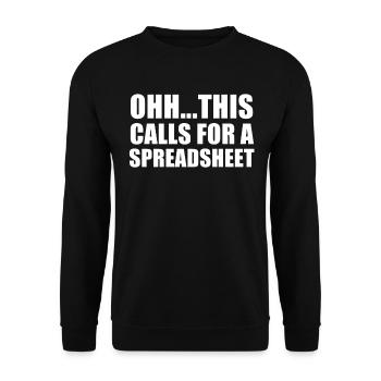 ohh this calls for a spreadsheet, funny - Unisex Sweatshirt - black - Front - Alina (178cm) & Michal (187cm)