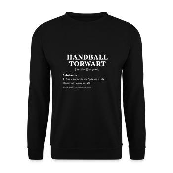 Lustiger Handball Torwart Handballverein Training - Unisex Pullover - Schwarz - Vorne - Alina (178cm) & Michal (187cm)