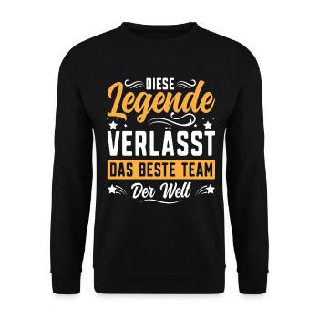 Abschiedsgeschenk Kollegen Jobwechsel - Unisex Pullover - Schwarz - Vorne - Alina (178cm) & Michal (187cm)