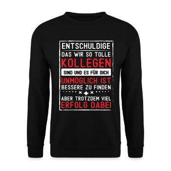 Abschiedsgeschenk Kollegen Jobwechsel - Unisex Pullover - Schwarz - Vorne - Alina (178cm) & Michal (187cm)