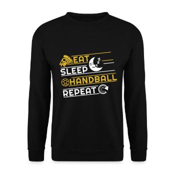 Eat Sleep Handball Repeat Handballer Training - Unisex Pullover - Schwarz - Vorne - Alina (178cm) & Michal (187cm)