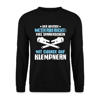 Anlagenmechaniker Klempner Plumber Sanitär Heizung - Unisex Pullover - Schwarz - Vorne - Alina (178cm) & Michal (187cm)