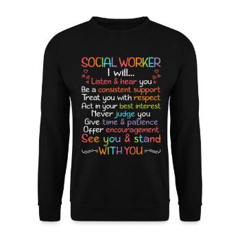 School Social Work Month Crayon - Unisex Pullover - Schwarz - Vorne - Alina (178cm) & Michal (187cm)