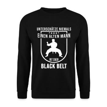 Black Belt Lustige Sprüche Vatertag Karate Judo - Unisex Pullover - Schwarz - Vorne - Alina (178cm) & Michal (187cm)