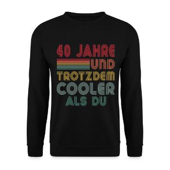 40. Geburtstag Geburtstagsgeschenk 40 Jahre - Unisex Pullover - Schwarz - Vorne - Alina (178cm) & Michal (187cm)