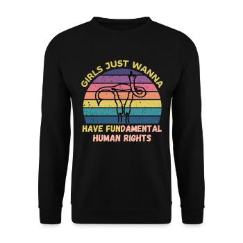 Mädchen wollen nur grundlegende Menschenrechte haben - Unisex Pullover - Schwarz - Vorne - Alina (178cm) & Michal (187cm)